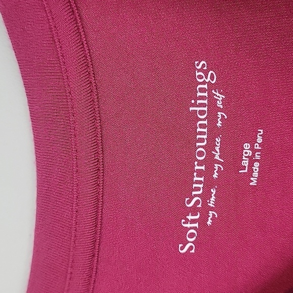 SOFT SURROUNDINGS Raspberry Pink V Neck Two Layer Tunic Top - Picture 2 of 6